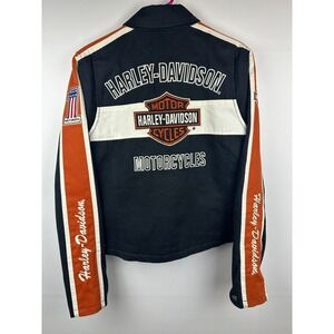Harley Davidson Jacket Women's Size L Racing Style Prestige Cotton